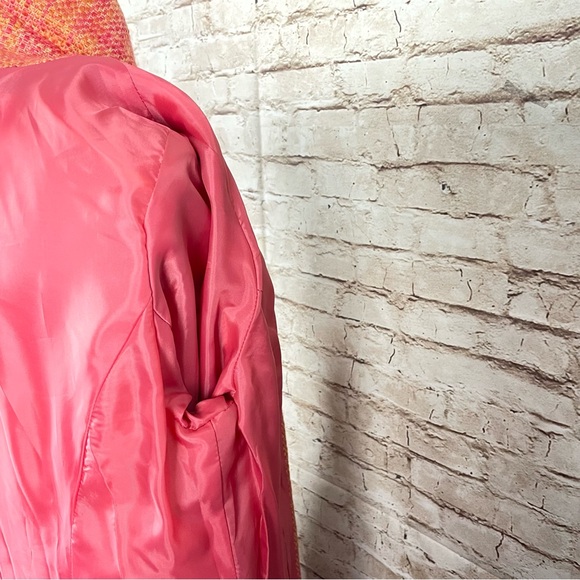Dialogue QVC orange Pink Blazer Jacket Long Sz 6 Pockets Pea Coat - Picture 10 of 11